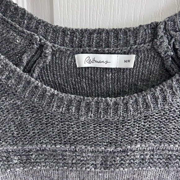 Reitmans Charcoal and Light Gray Striped Sweater - Picture 2 of 2
